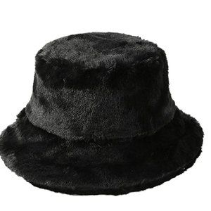 Black Fuzzy Bucket Hat